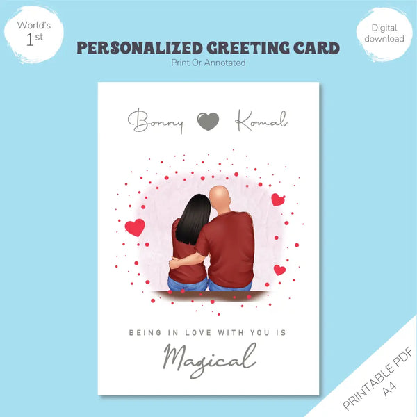 Personalized Love Greeting Card: Custom Characters, Name, and Text Selection