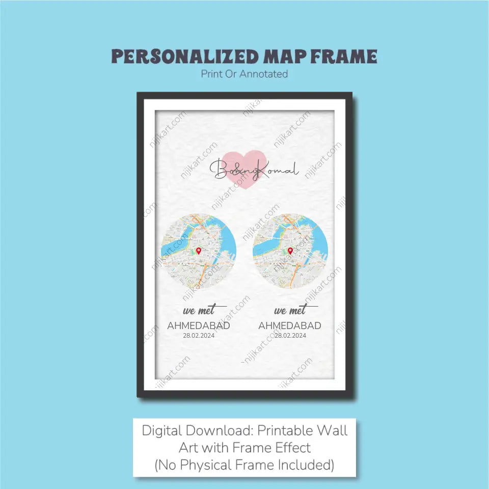 Double Milestone Map Frame: Commemorate Two Special Moments