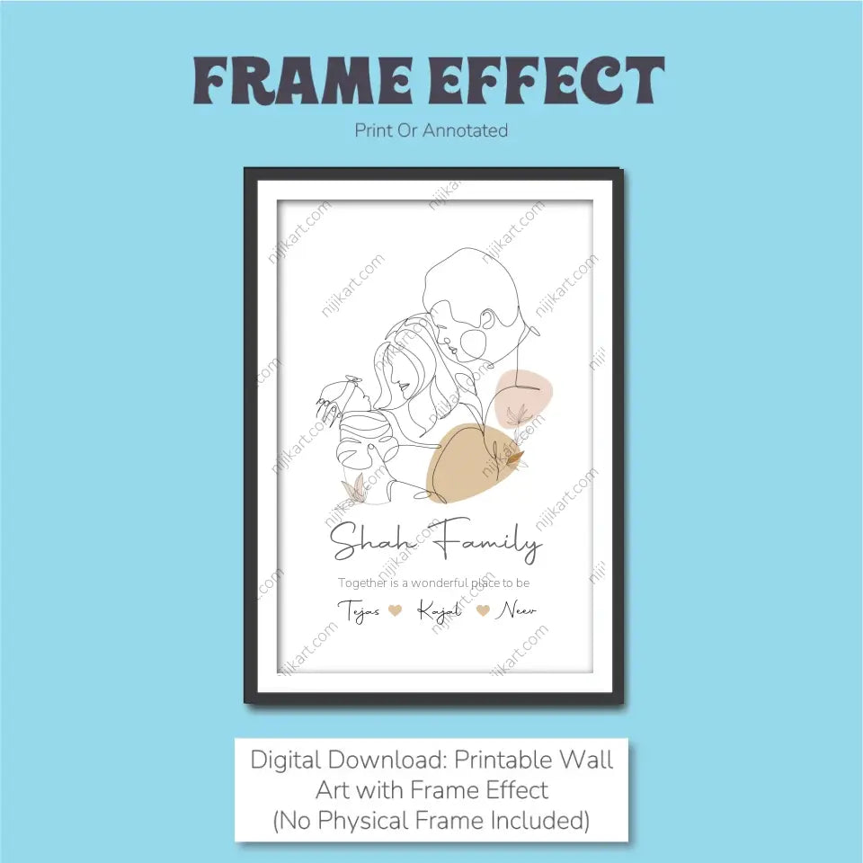 Family Harmony: Personalized Line Art Frame for Timeless Memories