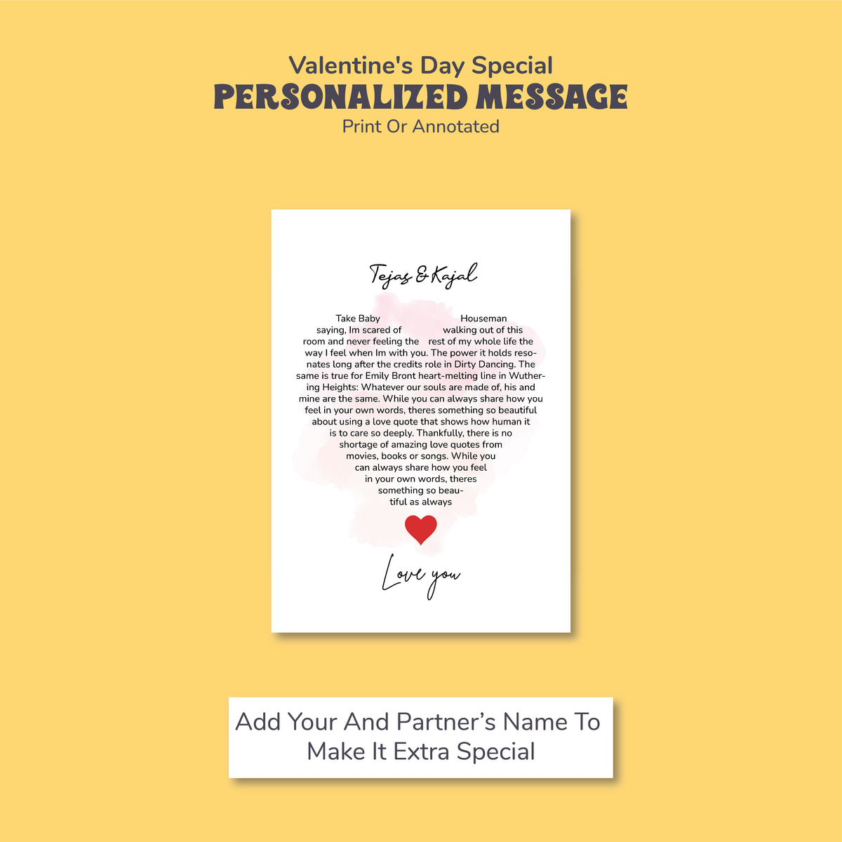 Eternal Words in Ink: Personalised Valentine’s Day Print, Valentine's Day Decor