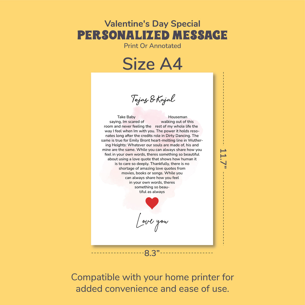 Eternal Words in Ink: Personalised Valentine’s Day Print, Valentine's Day Decor