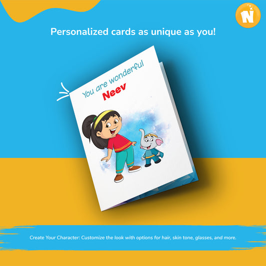 Personalized “You Are Wonderful” Card for Kids - Celebrate Their Uniqueness (Ages 1-18, Portrait)