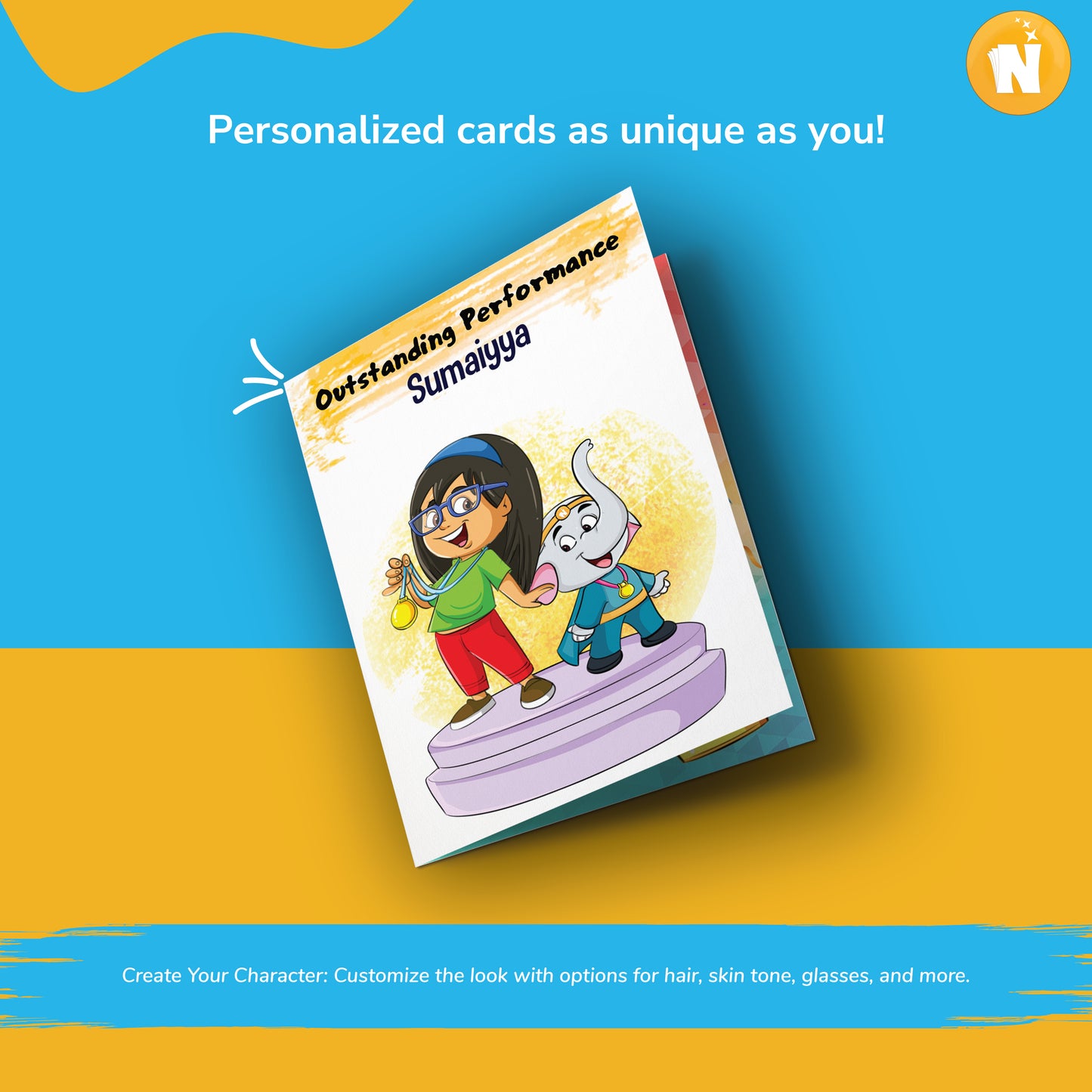 Personalized “Outstanding Performance” Card for Kids - Celebrate Achievements (Ages 1-18, Portrait)