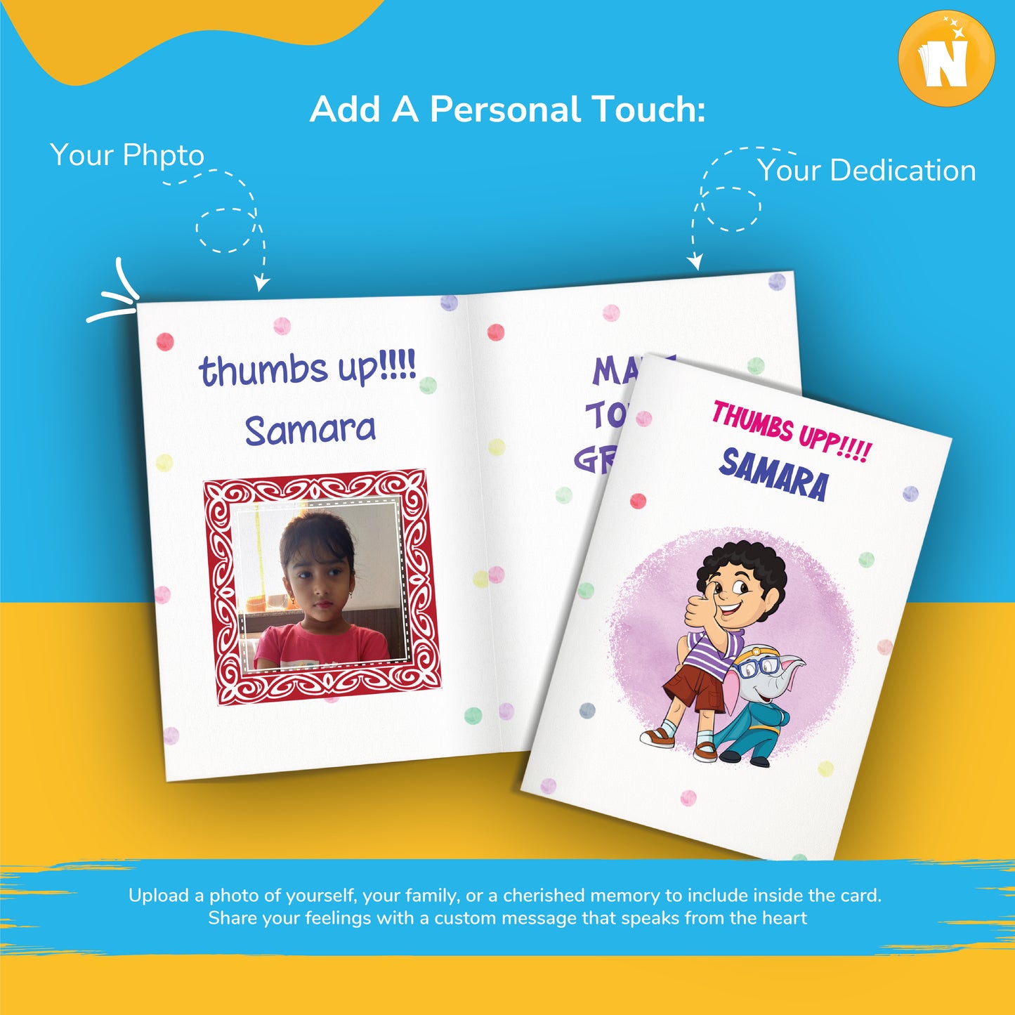 Personalized “Thumbs Up” Card for Kids - Fun & Encouraging (Ages 1-18, Portrait)