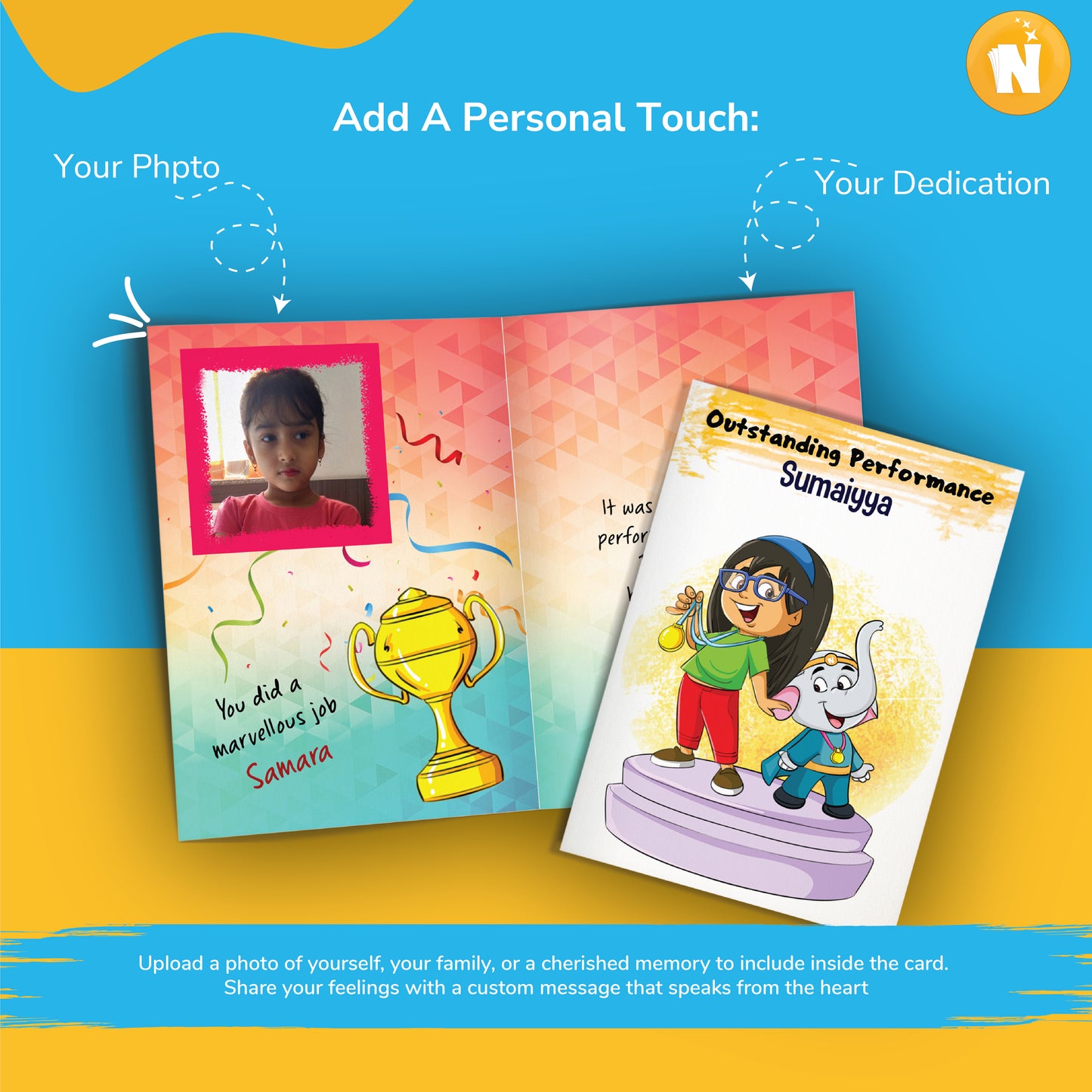 Personalized “Outstanding Performance” Card for Kids - Celebrate Achievements (Ages 1-18, Portrait)