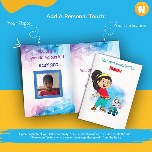 Personalized “You Are Wonderful” Card for Kids - Celebrate Their Uniqueness (Ages 1-18, Portrait)