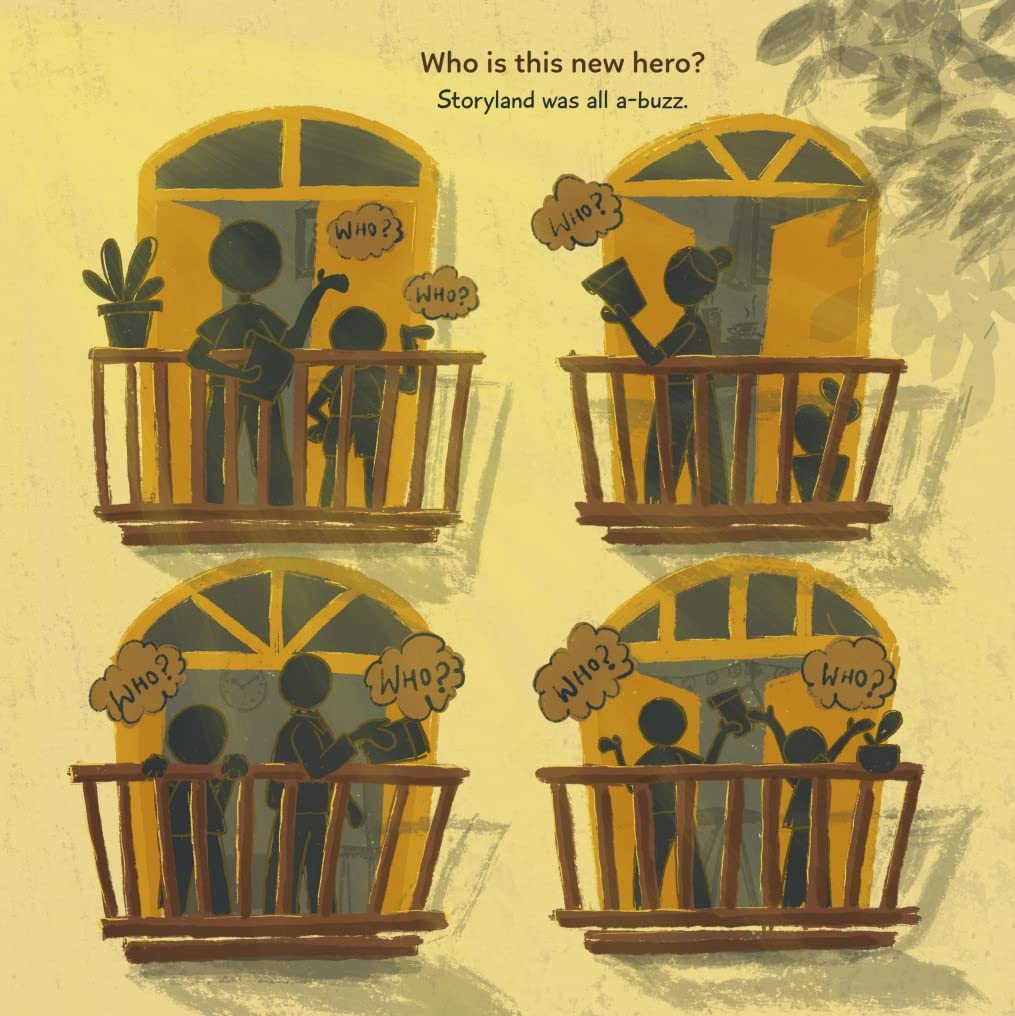 Page of a children's storybook with an illustration of a young child with a yellow flower in her hair, wearing a green dress and a red scarf, standing next to a grey elephant in a forest setting. The title 'PARI RESCUES HER PARENTS'