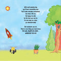 Page of a personalized storybook titled 'PARI'S SUPER FIRST DAY AT ST. XAVIORS SCHOOL' featuring illustrations and text.