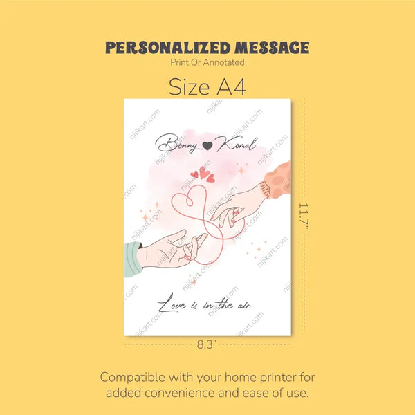 Intertwined Hearts Art: Personalized Handholding Illustration, Valentine's Day Decor