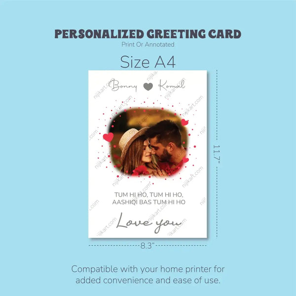 Personalized Love Quote Greeting Card: Custom Photo Upload, Name, and Text Selection, Bollywood edition