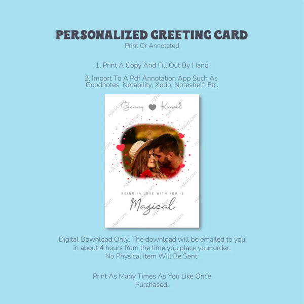 Personalized Love Quote Greeting Card: Custom Photo Upload, Name, and Text Selection