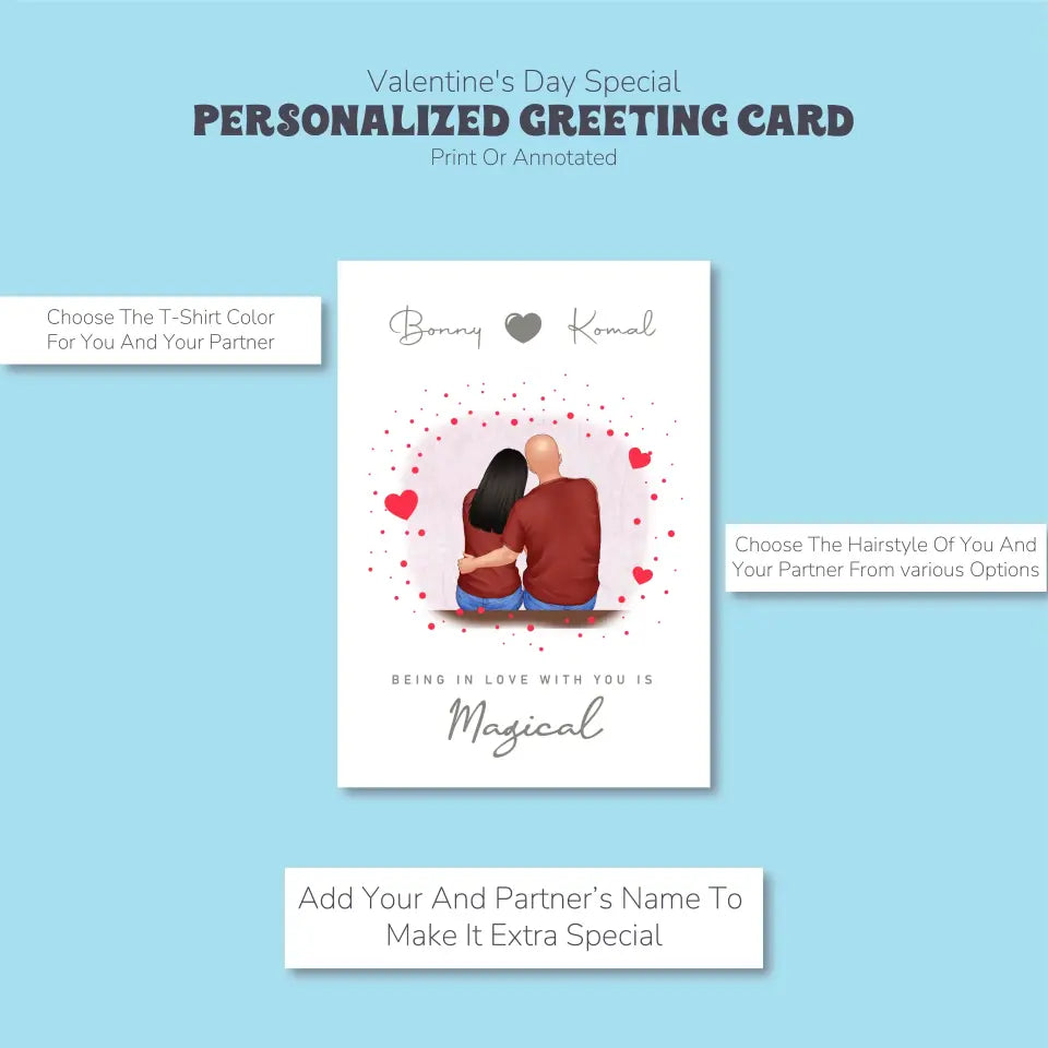 Personalized Love Greeting Card: Custom Characters, Name, and Text Selection