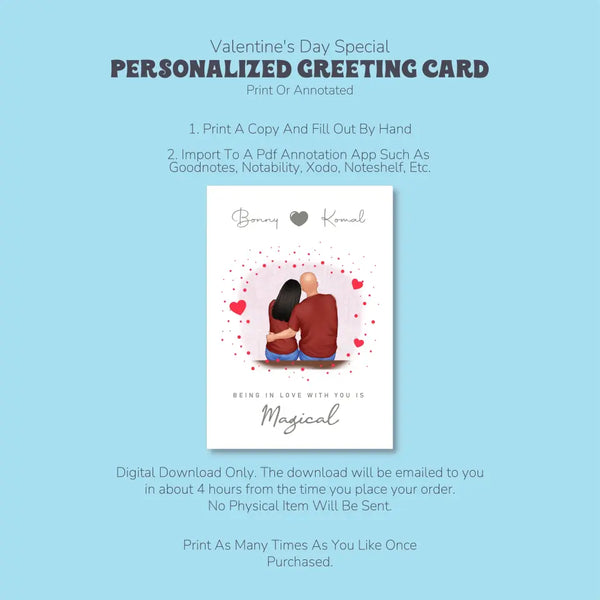 Personalized Love Greeting Card: Custom Characters, Name, and Text Selection