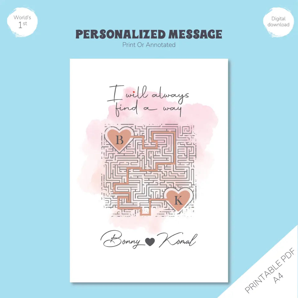 Love Pathways: Customized Love Maze Digital Download