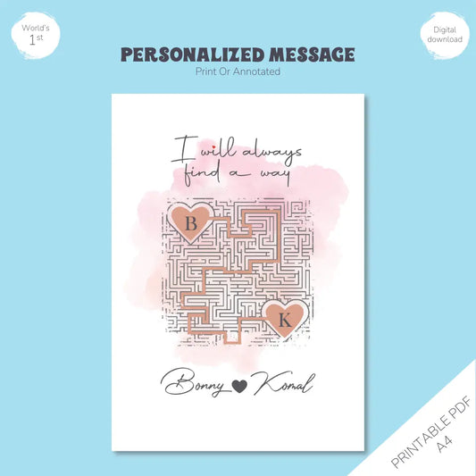 Love Pathways: Customized Love Maze Digital Download