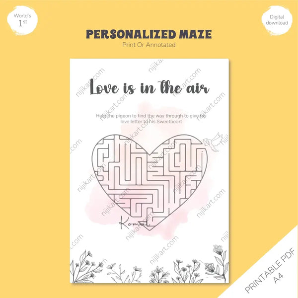 Personalized Love maze, Couple’s Journey Print