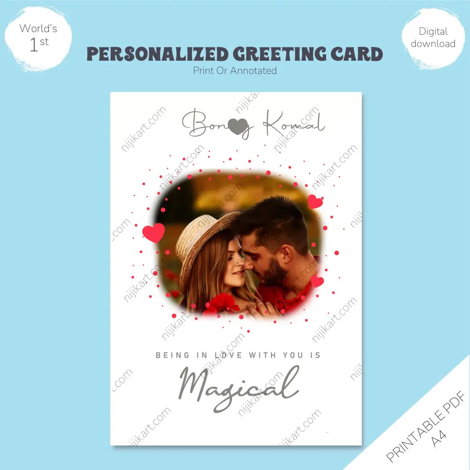 Personalized Love Quote Greeting Card: Custom Photo Upload, Name, and Text Selection