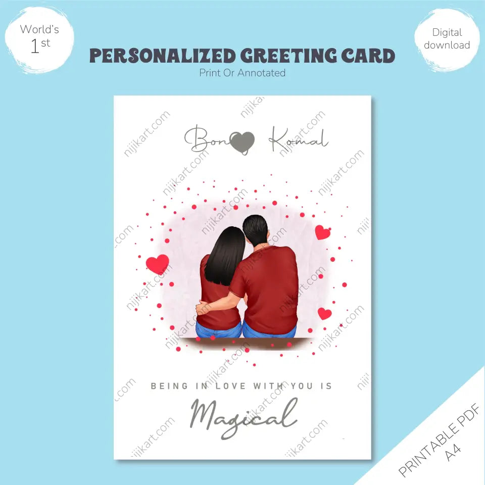 Personalized Love Greeting Card: Custom Characters, Name, and Text Selection