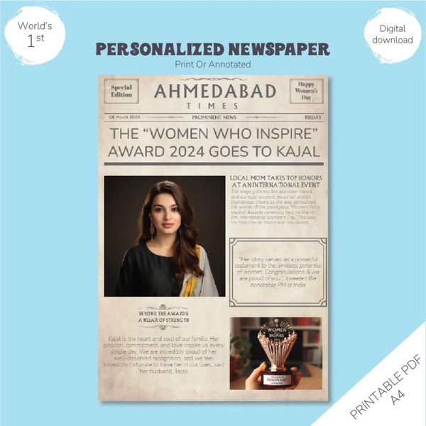 Personalized Women's day Newspaper