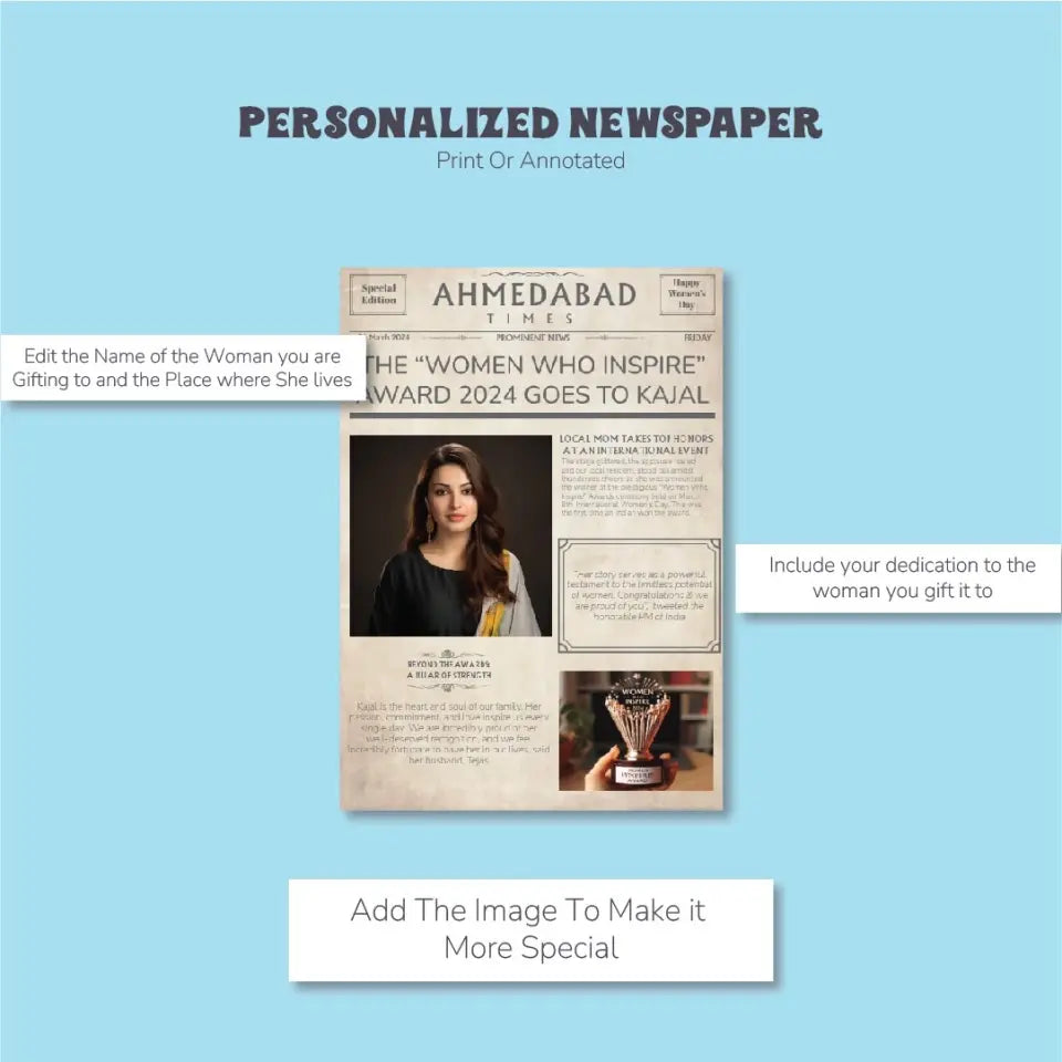 Personalized Women's day Newspaper