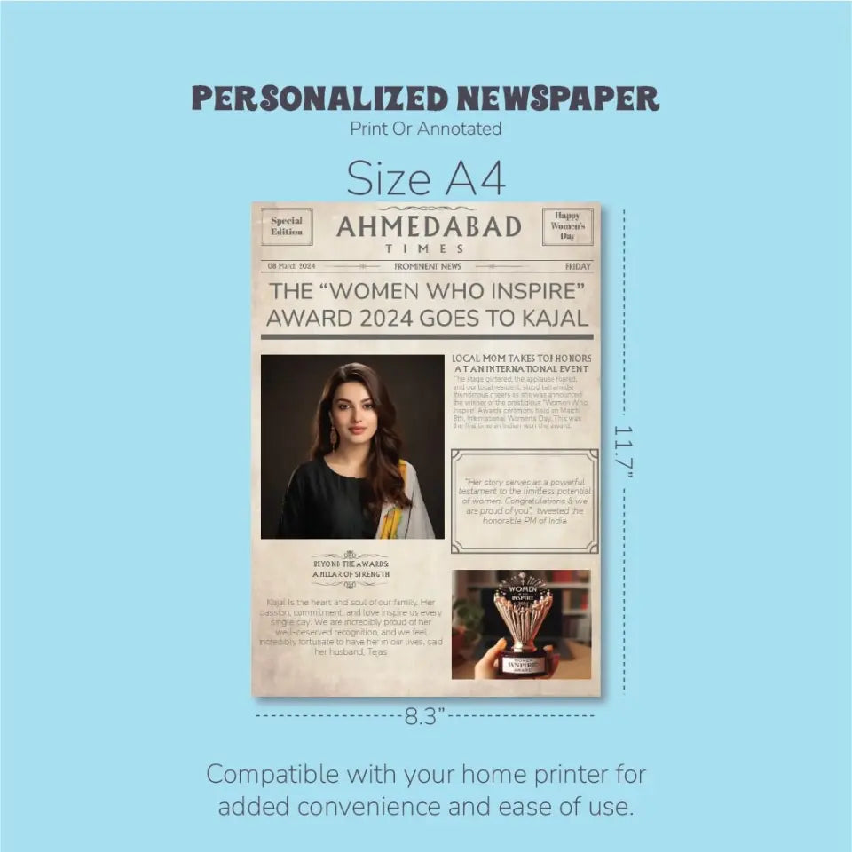 Personalized Women's day Newspaper