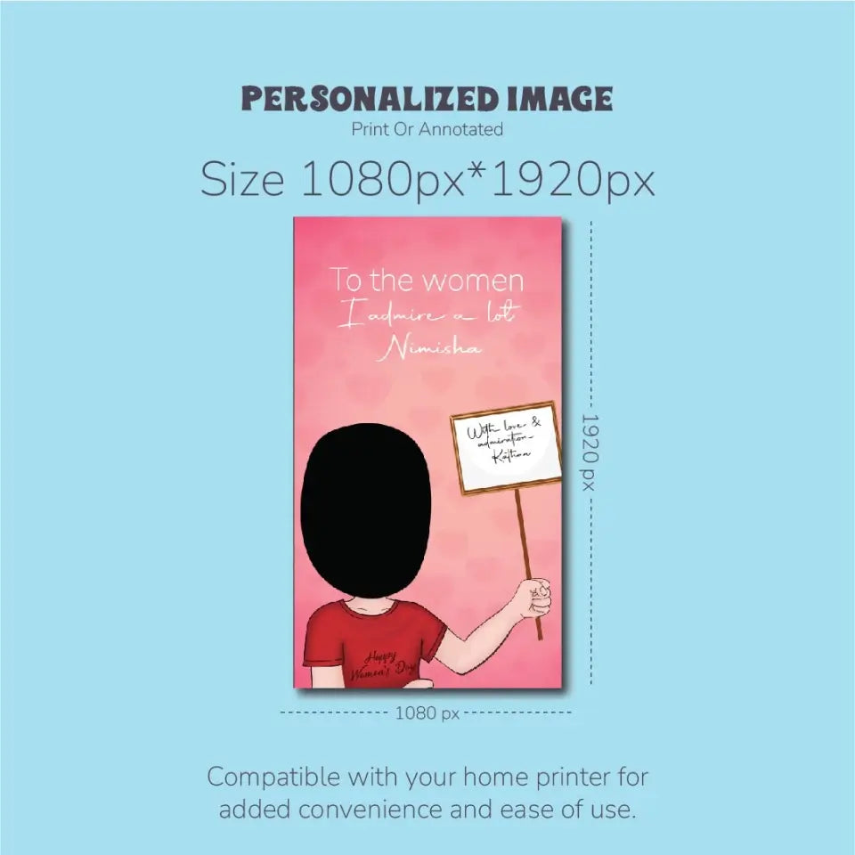 Personalized Women's Day caricature from man