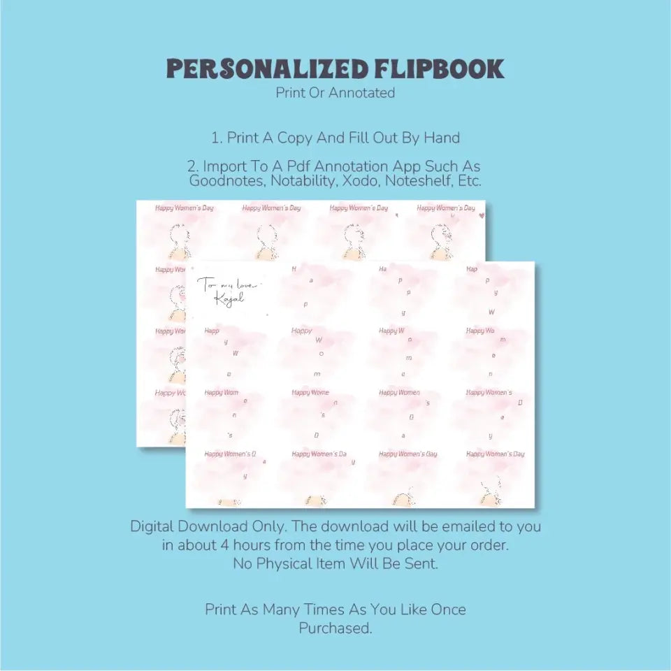 Personalized Women's day Flipbook, Animated gift tribute