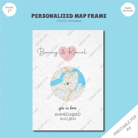 Personalized Milestone Map Frame: Immortalize Your Special Moment