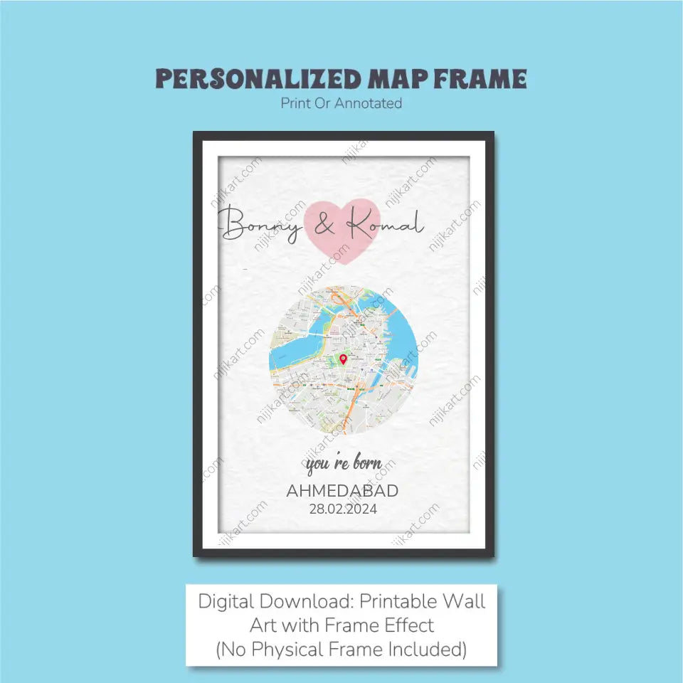 Personalized Milestone Map Frame: Immortalize Your Special Moment