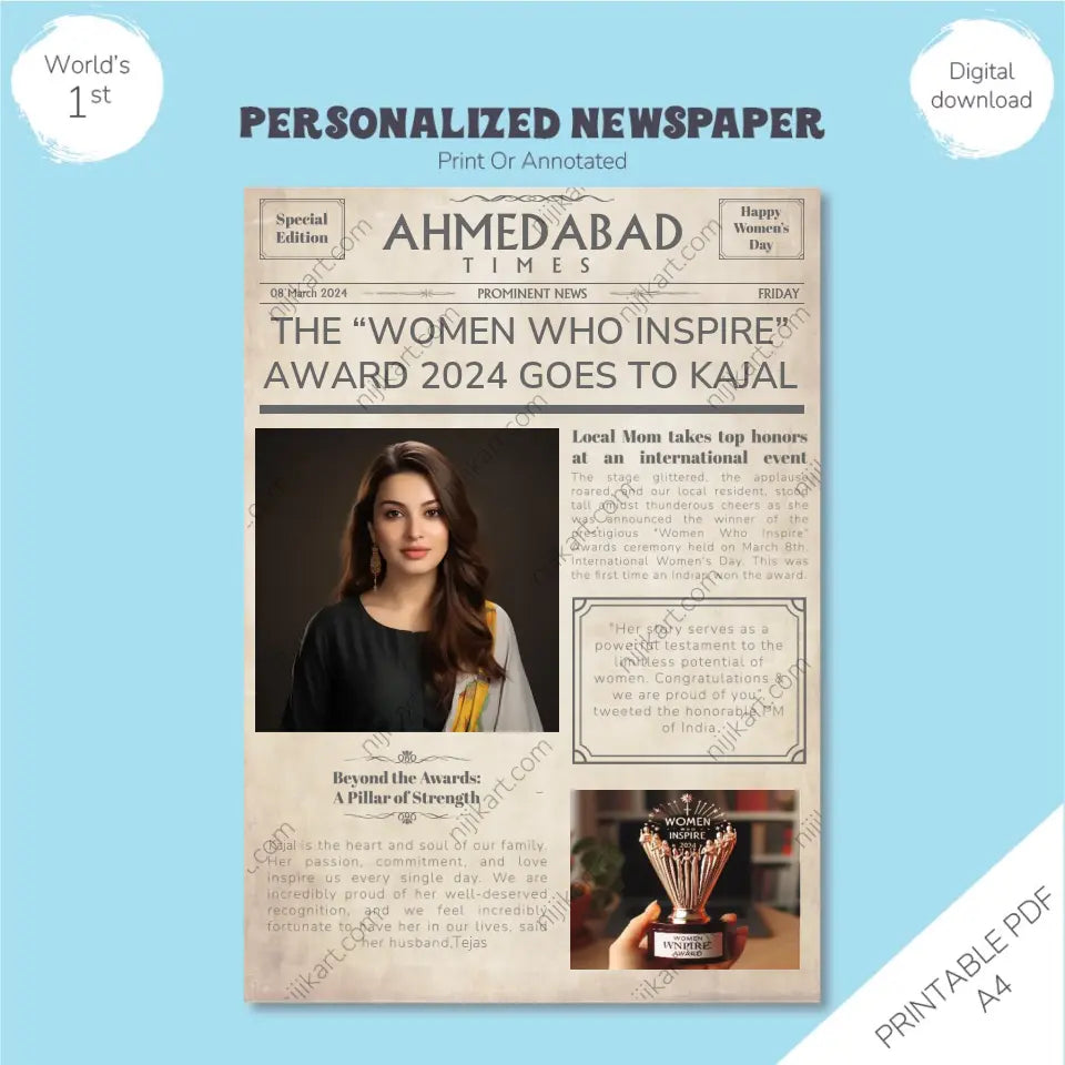 Personalized Women's day Newspaper