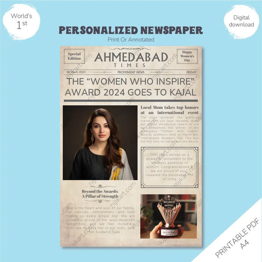 Personalized Women's day Newspaper