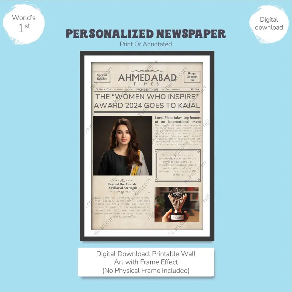 Personalized Women's day Newspaper