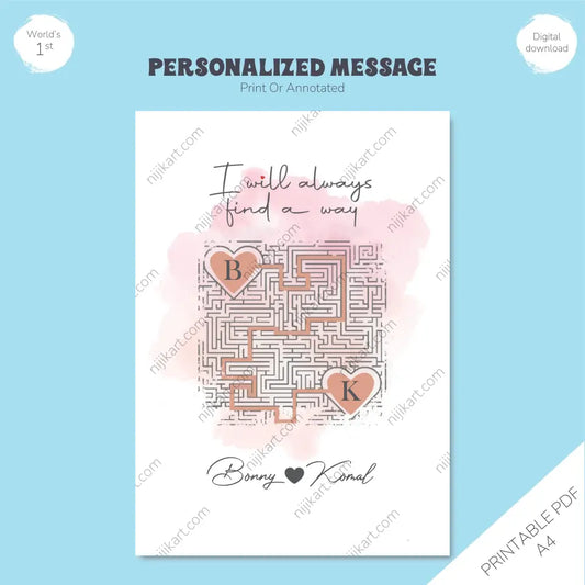 Love Pathways: Customized Love Maze Digital Download