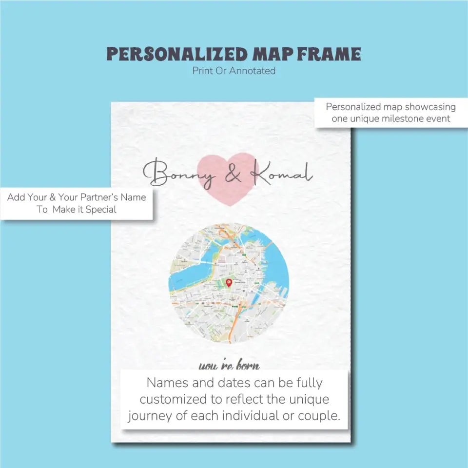 Personalized Milestone Map Frame: Immortalize Your Special Moment
