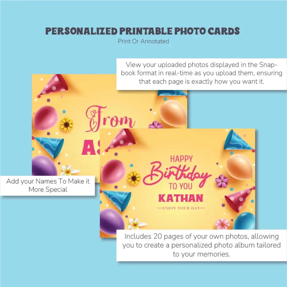 Snap book Memories: Personalized Printable Photo Cards