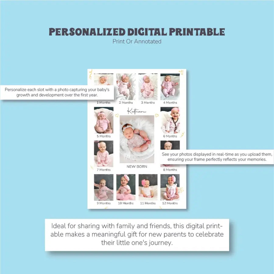 12-Month Milestone Memories: Personalized Digital Printable