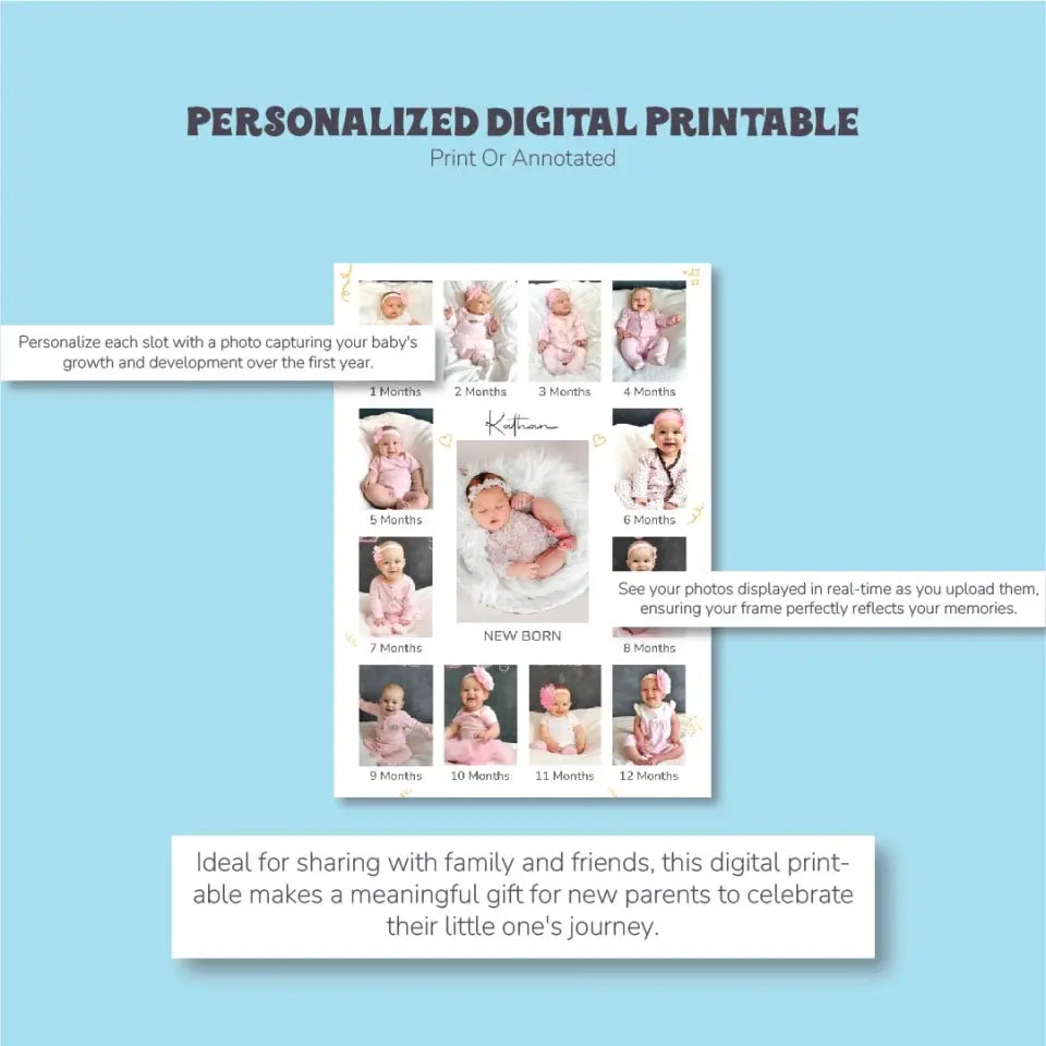 12-Month Milestone Memories: Personalized Digital Printable