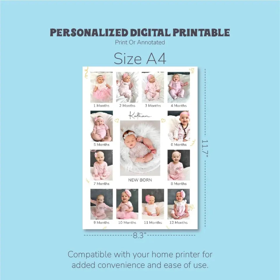 12-Month Milestone Memories: Personalized Digital Printable