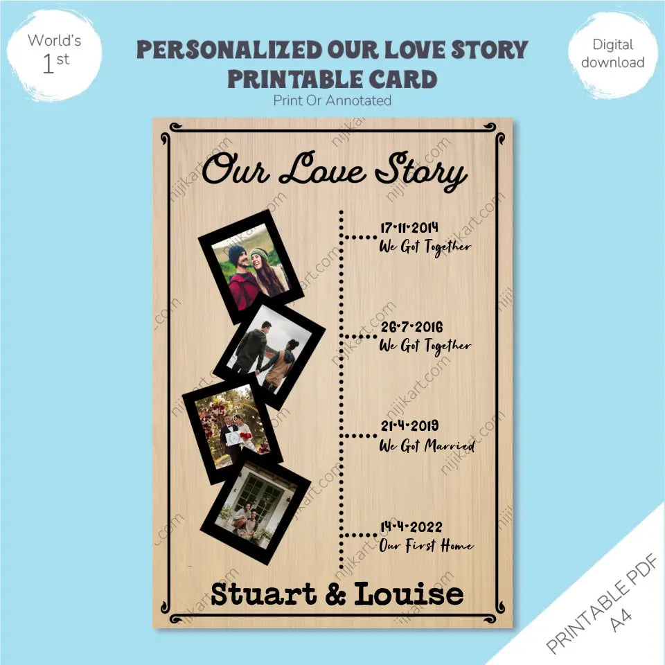 Personalized Our Love Story Printable Card: Capture Your Journey Together