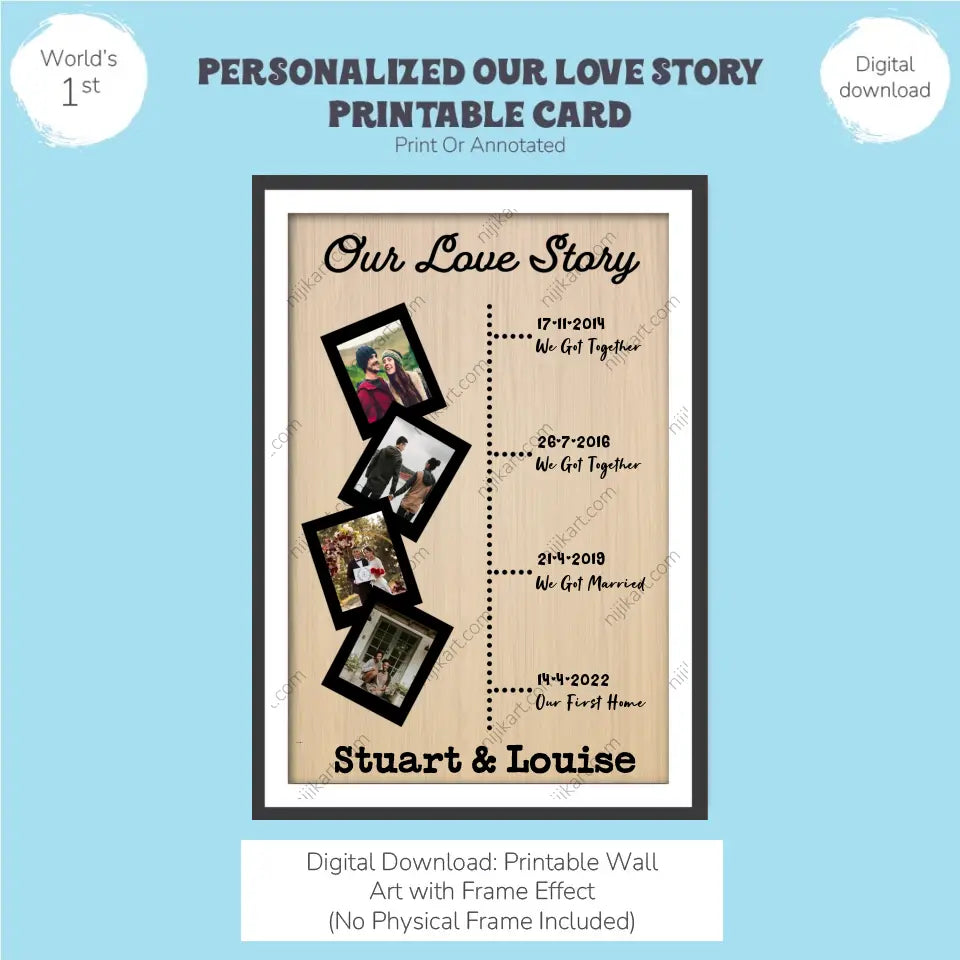 Personalized Our Love Story Printable Card: Capture Your Journey Together