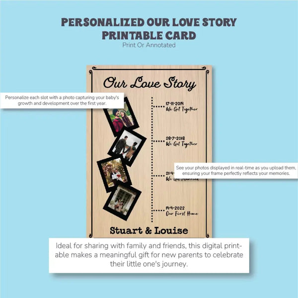 Personalized Our Love Story Printable Card: Capture Your Journey Together
