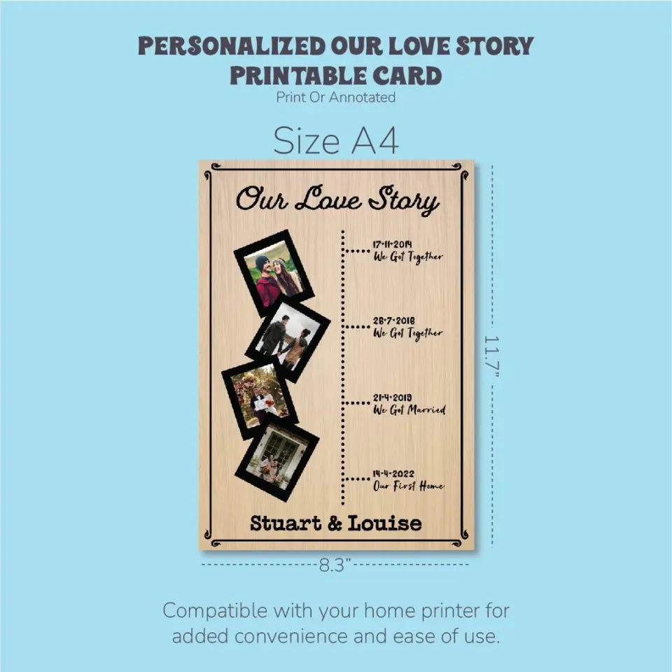 Personalized Our Love Story Printable Card: Capture Your Journey Together