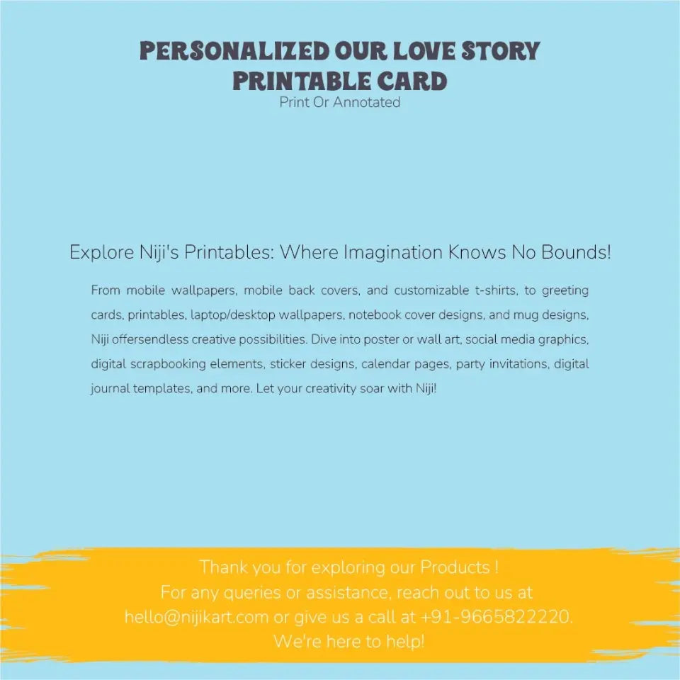 Personalized Our Love Story Printable Card: Capture Your Journey Together