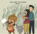 Page of a children's storybook with an illustration of a young child with a yellow flower in her hair, wearing a green dress and a red scarf, standing next to a grey elephant in a forest setting. The title 'PARI RESCUES HER PARENTS'