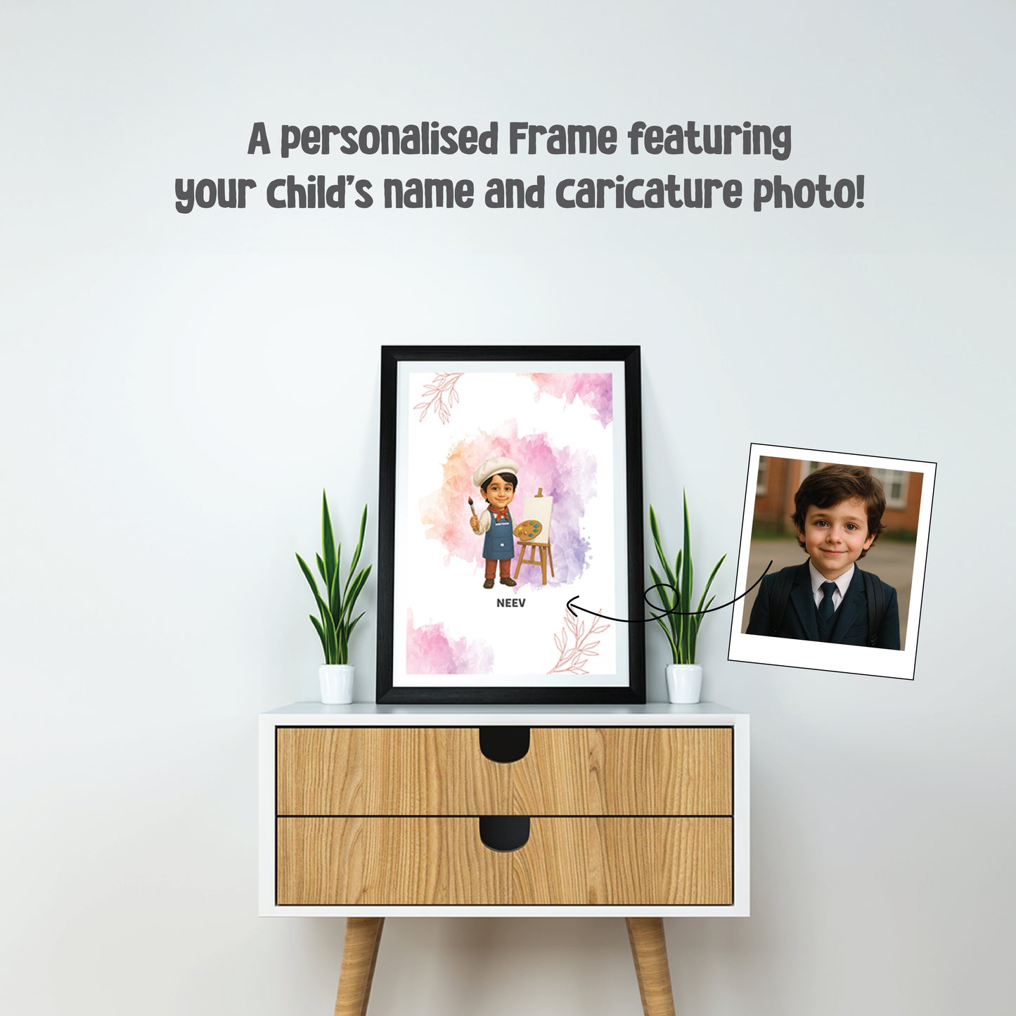 🖼️ Personalized Kids Cartoon Poster Frame – With Name & Photo