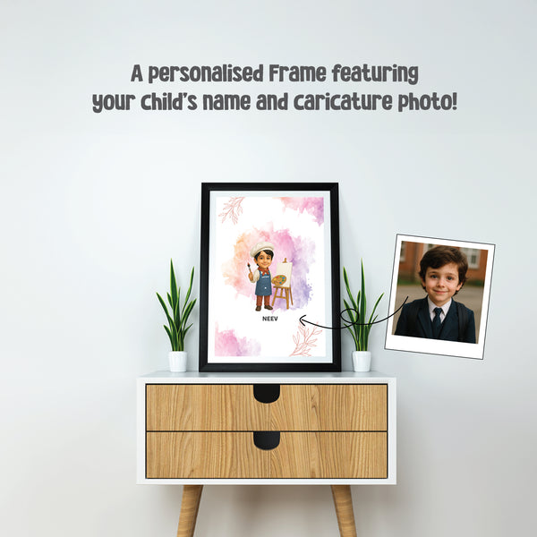 Personalized Kids Frame – Custom Caricature + Name Art Print