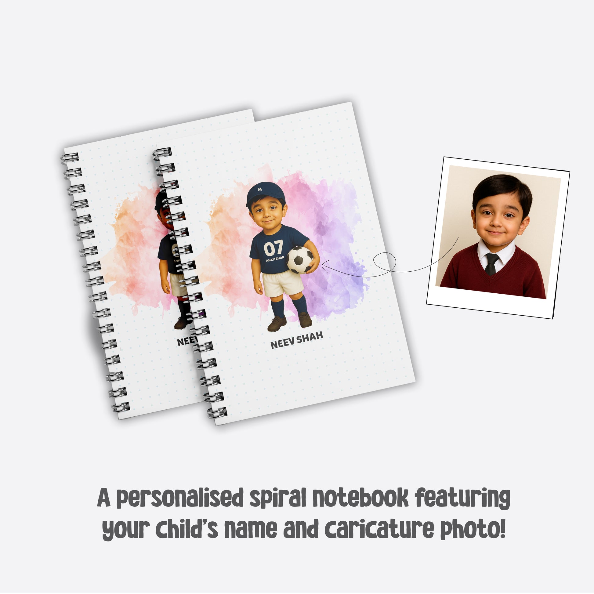 Personalized Kids Notebook – Custom Caricature + Name Design