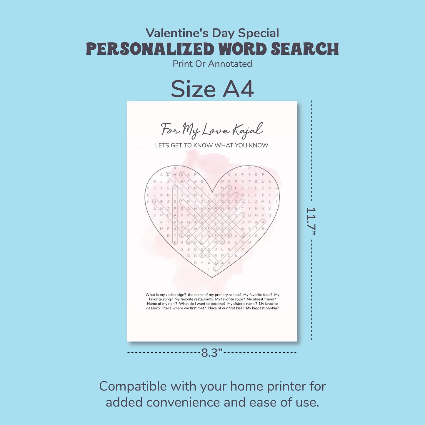 Printable Word Search Gift: Heartfelt Messages, Personalized Fun