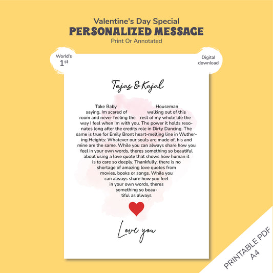 Eternal Words in Ink: Personalised Valentine’s Day Print, Valentine's Day Decor