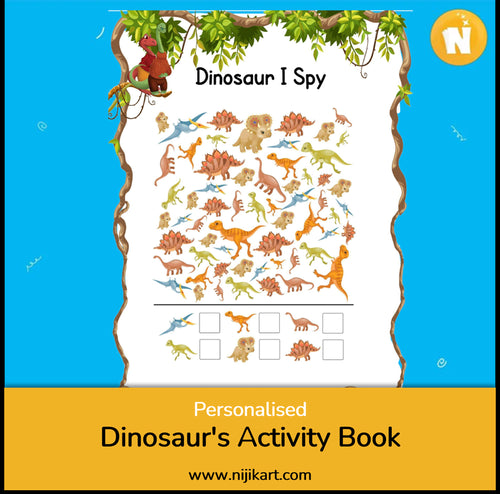 Personalized Dinosaur Activity Book for Kids: Fun Brain-Boosting Puzzles, Word Searches, Crosswords, Mazes & More!